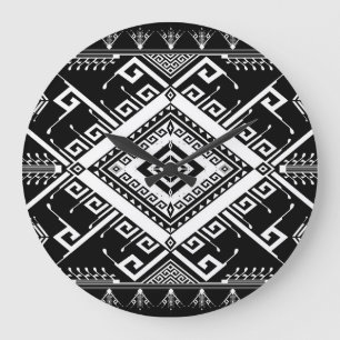 Relógio Grande Fronteira étnica geométrica indiana, abstrato.