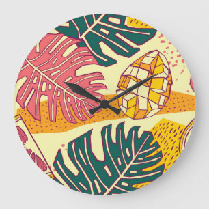 Relógio Grande Fruta tropical: Design de padrão vibrante