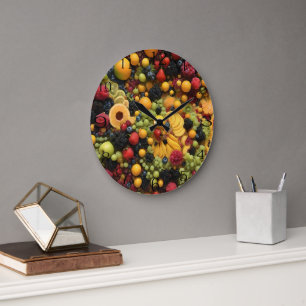 Relógio Grande Frutas Aproximam-Se De Fruta Colorida Deliciosa,