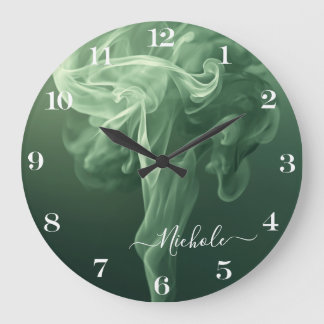 Relógio Grande Fumaça Verde Salvia Personalizada