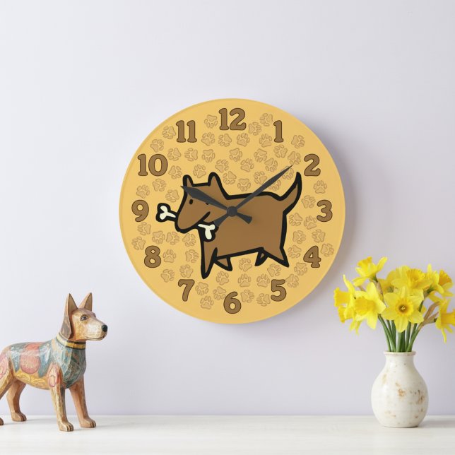 Relógio Grande Fun Cartoon Dog Wall Clock (Bright and cute cartoon dog  wall clock for animal lovers.)