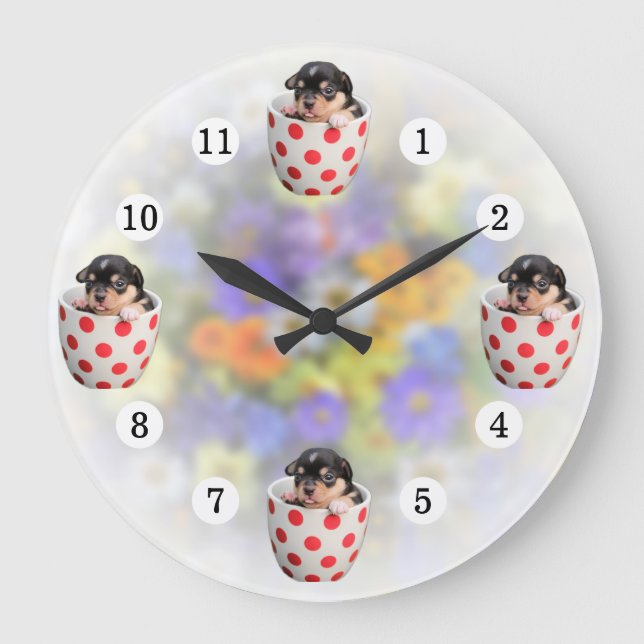 Relógio Grande Fundo das Flores Moles da Puppia do Teacup Adoráve (Frente)