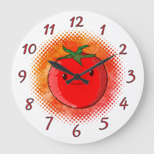 Relógio Grande Fundo de Aquarela de Tomate de Desenho Animado Fof
