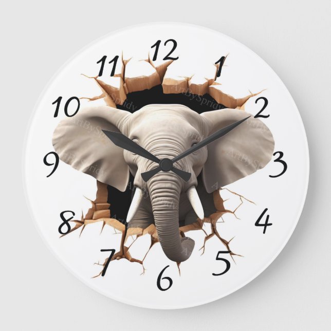 Relógio Grande Fundo de elefante cortado (Frente)