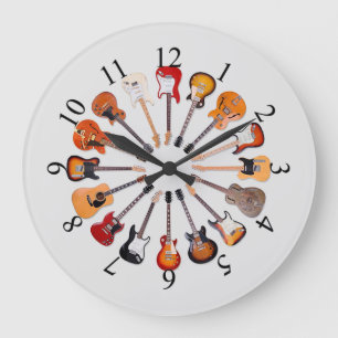 Relógio Grande Fundo de Guitarras Animadas