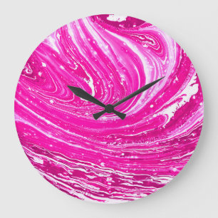 Relógio Grande Fundo de pintura rosa mista.