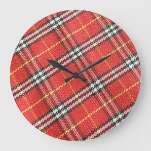 Relógio Grande Fundo de Textura Tartan Clássica