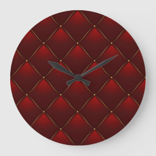 Relógio Grande Fundo do Thread Dourado Vermelho Incluso
