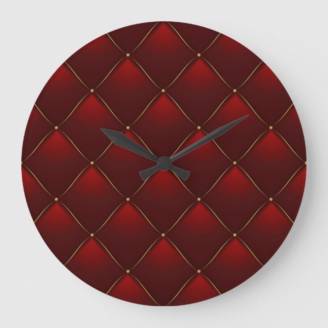 Relógio Grande Fundo do Thread Dourado Vermelho Incluso (Frente)