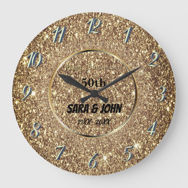 Relógio Grande Fundo dourado, círculo dourado elegante lar de cas (Frente)