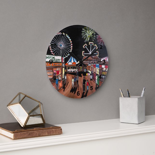 Relógio Grande Funfair at Night Painting by Alfred Fox (Escritório)