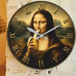 Relógio Grande Funny Banana Mona Lisa