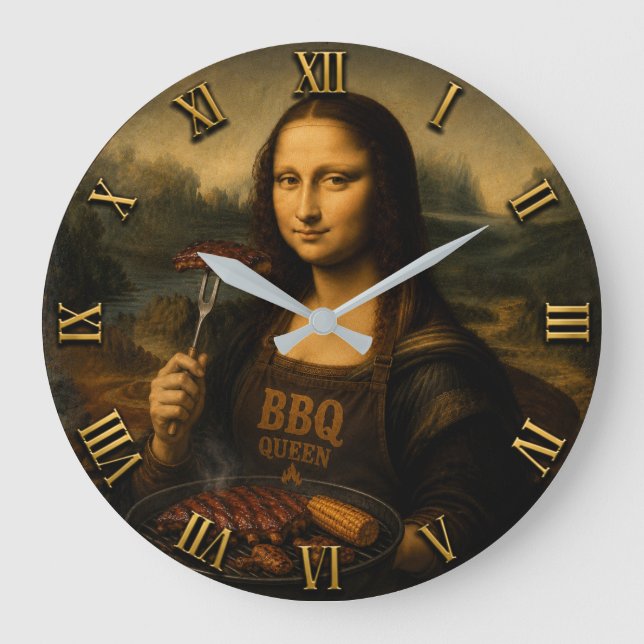 Relógio Grande Funny BBQ Mona Lisa (Frente)