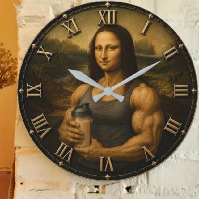 Relógio Grande Funny Bodybuilder Mona Lisa Gym Queen Renaissance  (Criador carregado)