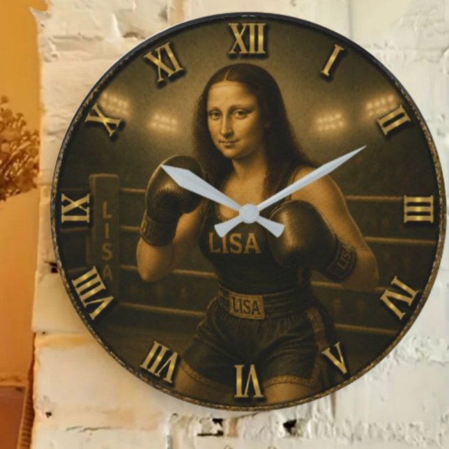 Relógio Grande Funny Boxing Mona Lisa Boxing Champion Gift  (Criador carregado)