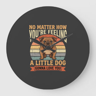 Relógio Grande Funny Bulldog Love Quote Retro Dog