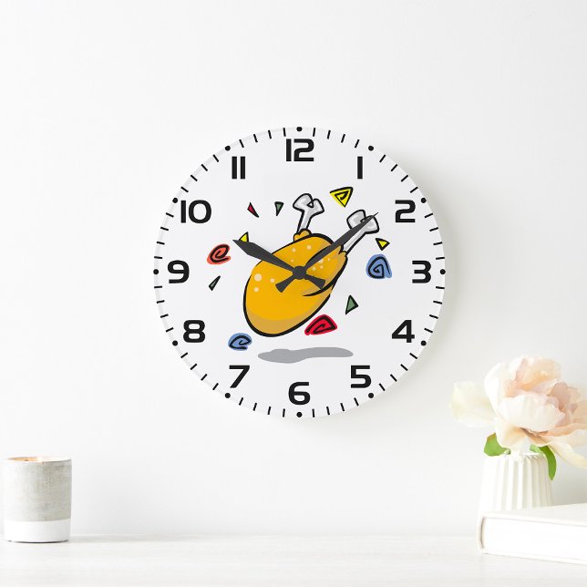 Relógio Grande Funny Cartoon Roast Chicken Falling (Criador carregado)