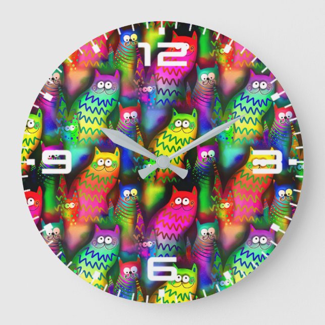 Relógio Grande Funny Cats Pattern-54578 (Frente)