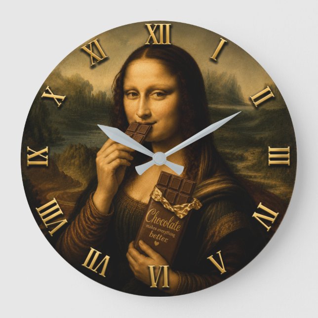 Relógio Grande Funny Chocolate Mona Lisa (Frente)