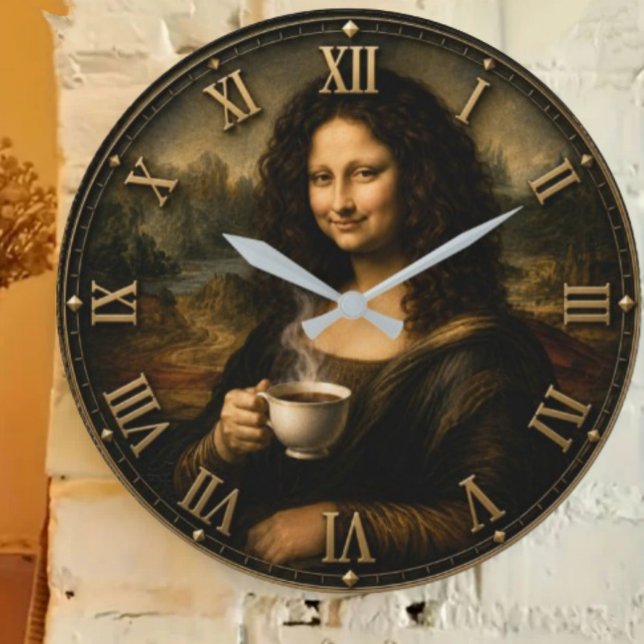 Relógio Grande Funny Coffee Mona Lisa (Criador carregado)