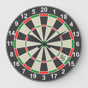 Relógio Grande Funny Dartboard Darts Conselho Círculo Monograma