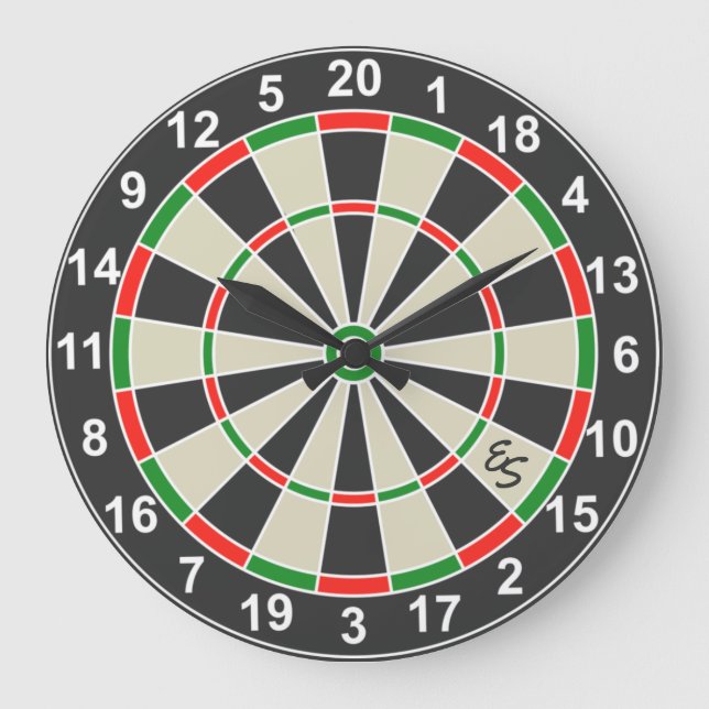 Relógio Grande Funny Dartboard Darts Conselho Círculo Monograma (Frente)