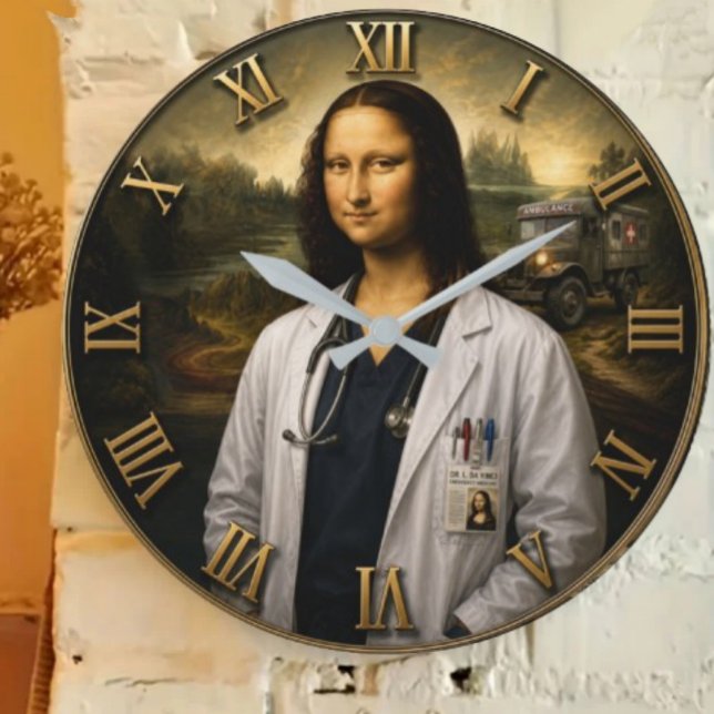 Relógio Grande Funny Doctor Mona Lisa  (Criador carregado)