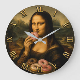 Relógio Grande Funny Donut Mona Lisa