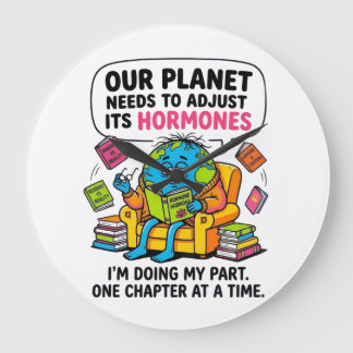 Relógio Grande Funny Earth Reading Book - Our Planet Needs To Adj