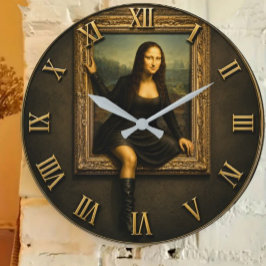 Relógio Grande Funny Escaping Mona Lisa Stepping Out of the Frame