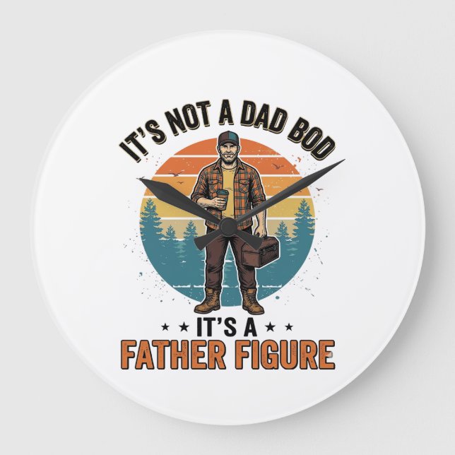 Relógio Grande Funny Father Figure Vintage Dad Humor Shirt Design (Frente)