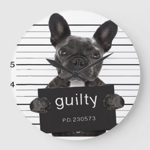Relógio Grande Funny French Buldogdog Jail Mugshot Bad Dog Crimin