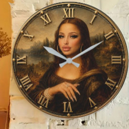 Relógio Grande Funny Glam Mona Lisa Modern Diva Renaissance Art