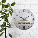 Relógio Grande Funny Golf Legend Golf Ball Personalized<br><div class="desc">Fun,  personalized golf ball on this custom wall clock.  The perfect gift for any golf lover.</div>