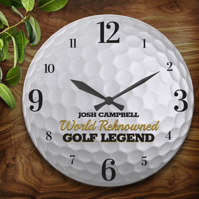 Relógio Grande Funny Golf Legend Golf Ball Personalized (Criador carregado)