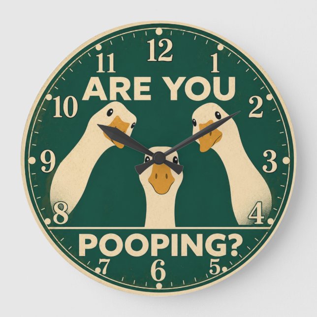 Relógio Grande Funny Goose Bathroom Are You Pooping  (Frente)