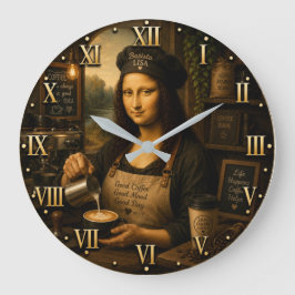 Relógio Grande Funny Mona Lisa Barista Coffee Shop Kitchen