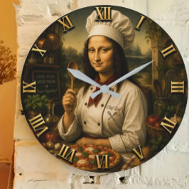 Relógio Grande Funny Mona Lisa Chef Kitchen Decor