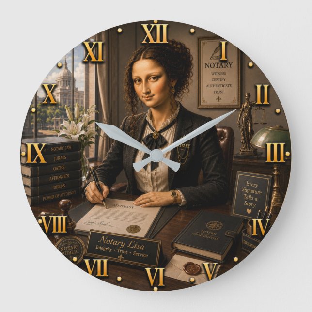 Relógio Grande Funny Mona Lisa Notary Office Decor (Frente)
