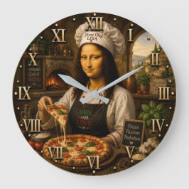 Relógio Grande Funny Mona Lisa Pizza Chef Italian Pizzeria