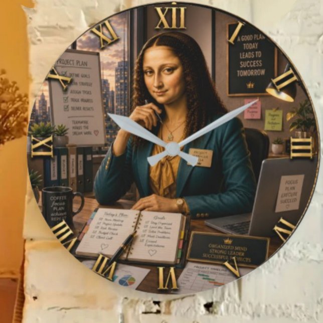 Relógio Grande Funny Mona Lisa Project Manager  Office Decor  (Criador carregado)