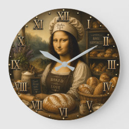 Relógio Grande Funny Mona Lisa Rustic Bakery Kitchen Decor