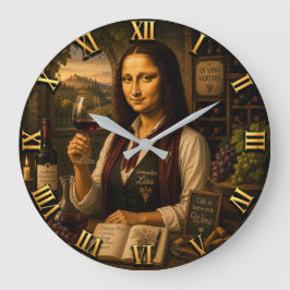 Relógio Grande Funny Mona Lisa Sommelier Wine Lover Vineyard