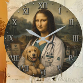 Relógio Grande Funny Mona Lisa Veterinarian Veterinary Clinic