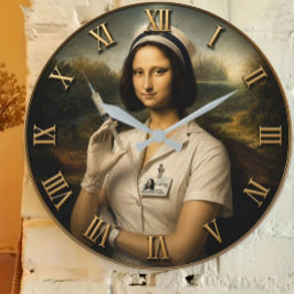 Relógio Grande Funny Nurse Mona Lisa