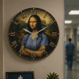 Relógio Grande Funny Nurse Mona Lisa