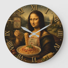 Relógio Grande Funny Pasta Mona Lisa A Delicious Italian Twist