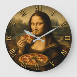 Relógio Grande Funny Pizza Mona Lisa