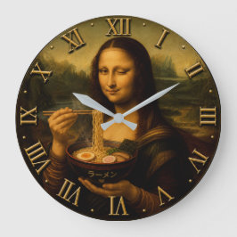 Relógio Grande Funny Ramen Mona Lisa
