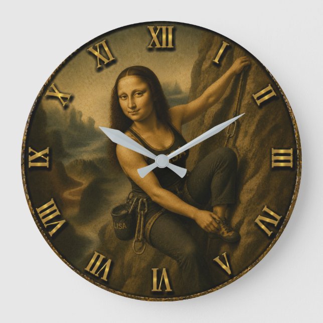 Relógio Grande Funny Rock Climbing Mona Lisa Mountain Gift (Frente)